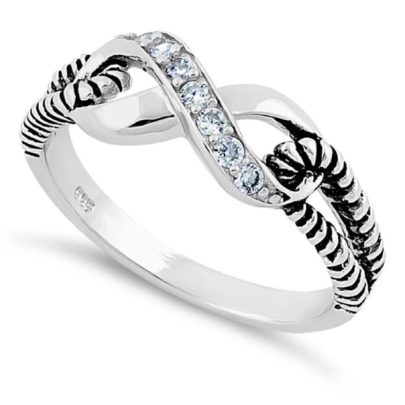 925 STERLING SILVER Infinity Cubic Zirconia Ring - Picture 15 of 16